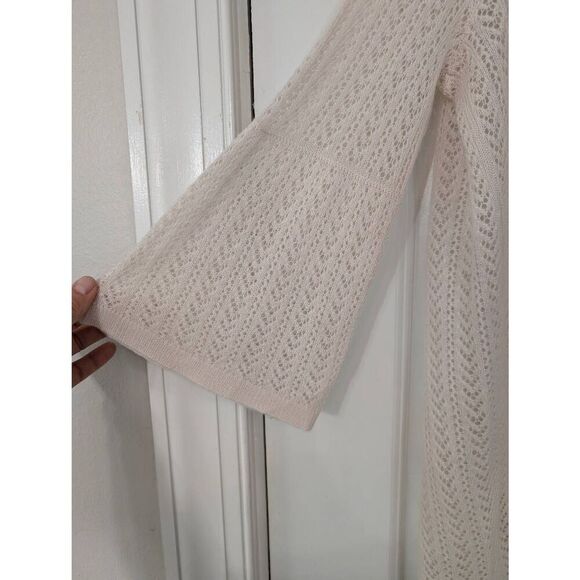 Garnet Hill Cashmere Cardigan Sweater‎ women's Small cream open knit 3/4 sleeve - Picture 7 of 7